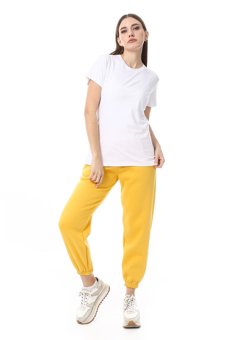 Andora Melton Elastic Sweatpants_Yellow - Image 5