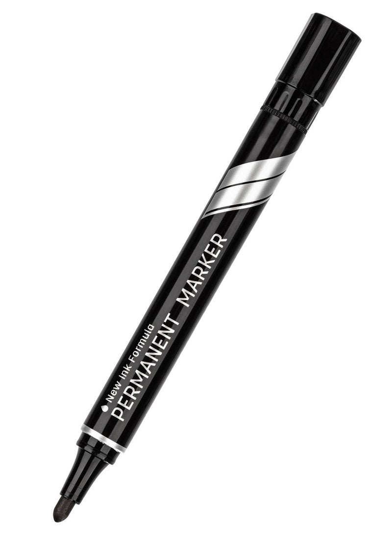 Deli 12-Piece Think Permanent Marker Bullet Black 1.5mm Low Odour Ink - Image 1