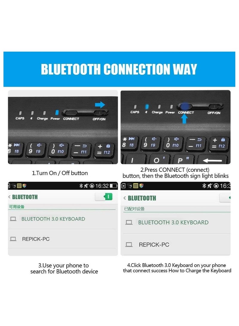 general Mini Portable Wireless Bluetooth Keyboard with Leather Case for iOS, Android, and Windows Smartphones - Universal Flip Cover and Stand - Image 4