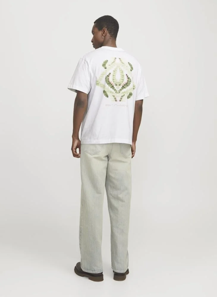 جاك اند جونز تيشيرت مطبوع بظهر بقصة عادية