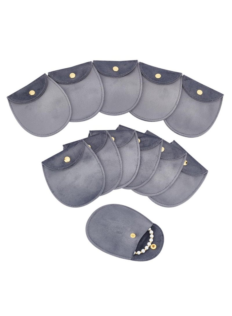 SYOSI 12Pcs Velvet Jewelry Storage Pouches, 8.3x7.7x0.8cm Gray Jewelry Bags with Golden Tone Snap Fastener Small Jewelry Gift Pouch for Jewelry Storage Keeping Wedding Favor Party Gift Packaging  - Image 1