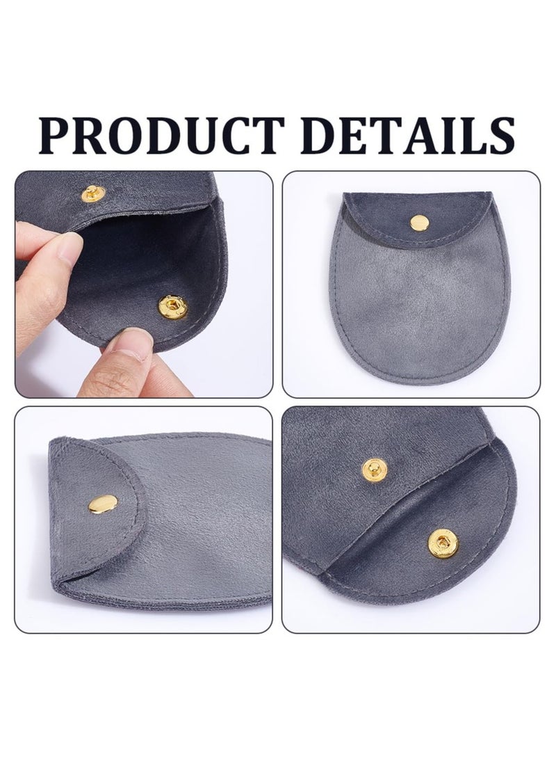 SYOSI 12Pcs Velvet Jewelry Storage Pouches, 8.3x7.7x0.8cm Gray Jewelry Bags with Golden Tone Snap Fastener Small Jewelry Gift Pouch for Jewelry Storage Keeping Wedding Favor Party Gift Packaging  - Image 4
