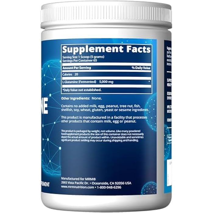 MRM Nutrition L-Glutamine | 5000mg | Recovery | Amino Acid | Muscle Support | Immune + Gut Health | Fermented | 65 Servings - Image 2