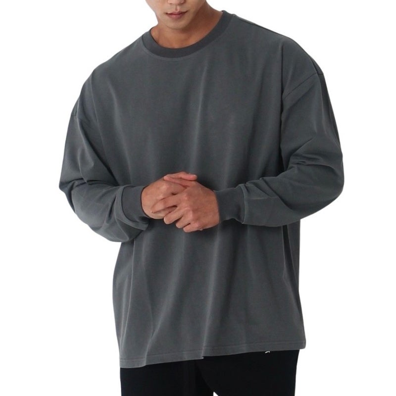 Muscular Men's Trendy Brand Loose Fitness Clothes Casual Training Sportswear Long-sleeved T-shirt Pullover Sweater Thin Men's - Image 4