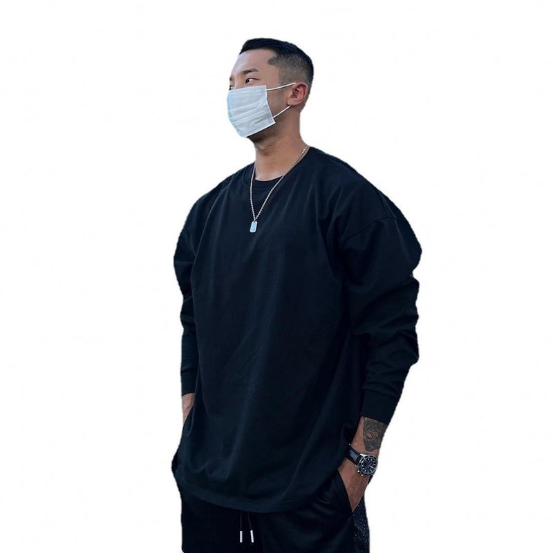 Muscular Men's Trendy Brand Loose Fitness Clothes Casual Training Sportswear Long-sleeved T-shirt Pullover Sweater Thin Men's - Image 3