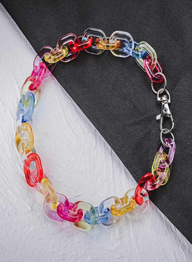 Wiwpar Acrylic Link Chain Choker Necklace Colorful Minimalist Collar Necklace Rainbow Paperclip Chain Necklace for Men Women - Image 5