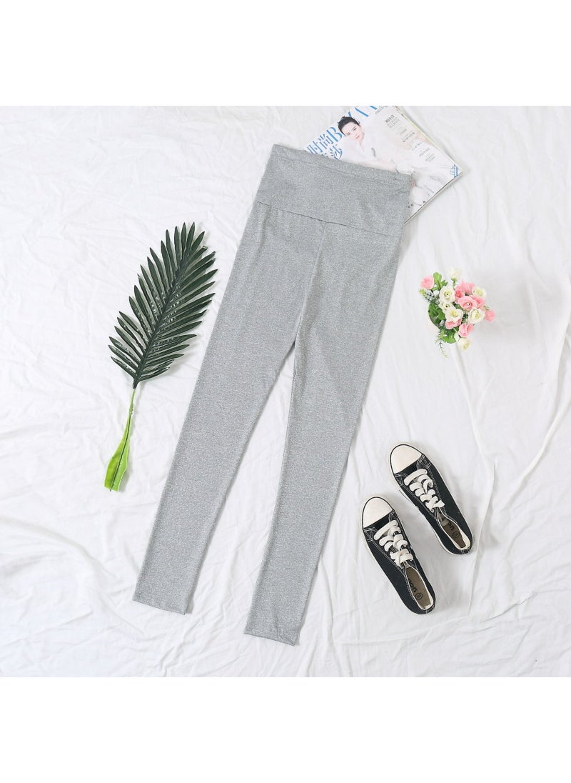 Generic - Maternity Solid Color Adjustable Slim Capris 901 light gray - Image 1