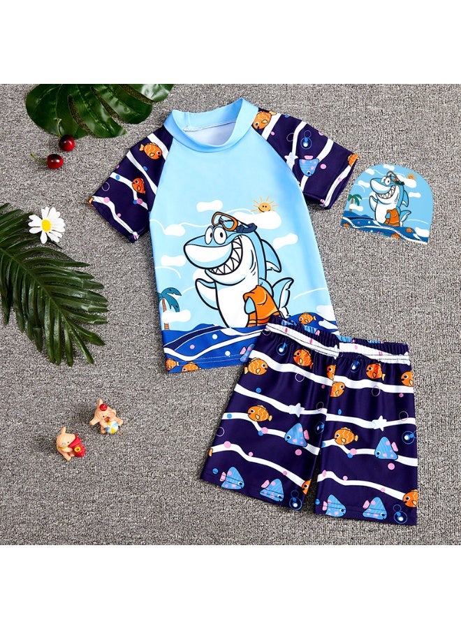 بينكساما ملابس السباحة 3 قطعة للأطفال,ملابس السباحة ذات الأكمام الطويل مع قبعات حماية الشمس للأولاد,ملابس السباحة التنفسية التي تنفس الرطوبة,ملابس السباحة للتجفيف السريع للتزلج على الشاطئ الغوص السباحة - Image 1