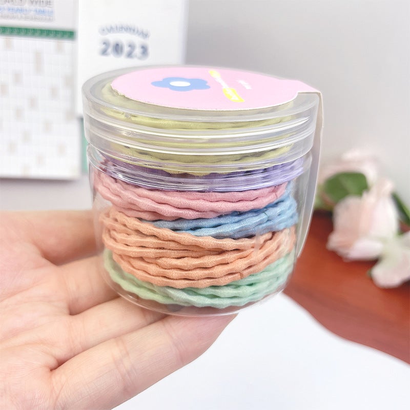 Generic Candy Colored Hair Ties for Kids Elastic Hair Bands Girls No Damage Hair Accessories Baby Rubber Bands Wave Pattern Hair Rings 4# Macron Lotus Root Jar Canned (48) 