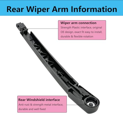 DAZOM Rear Wiper Blade Arm Set Replacement for Hyundai Kona 2018-2023, Hyundai Kona Electric 2019-2022 Back Glass Wipers, Factory OE Style Rear Windshield Wiper Arm & Wiper Blade 988112P000 - Image 4