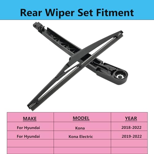 DAZOM Rear Wiper Blade Arm Set Replacement for Hyundai Kona 2018-2023, Hyundai Kona Electric 2019-2022 Back Glass Wipers, Factory OE Style Rear Windshield Wiper Arm & Wiper Blade 988112P000 - Image 2
