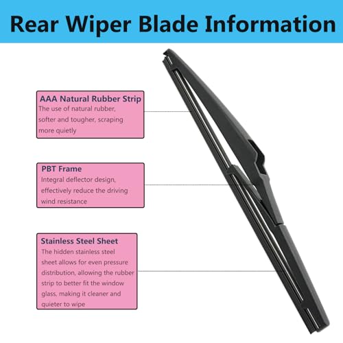 DAZOM Rear Wiper Blade Arm Set Replacement for Hyundai Kona 2018-2023, Hyundai Kona Electric 2019-2022 Back Glass Wipers, Factory OE Style Rear Windshield Wiper Arm & Wiper Blade 988112P000 - Image 3