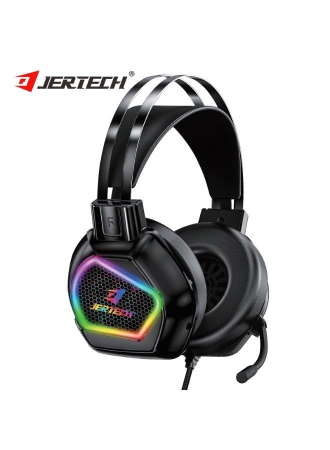 جيرتك سماعة ألعاب HG02 USB خفيفة الوزن - صوت محيطي ومحرك 50 مم - إضاءة RGB ملونة - مريحة للعين - ميكروفون قابل للتعديل مع خاصية إلغاء الضوضاء - متوافقة مع الكمبيوتر الشخصي وPS4 | أسود - Image 3