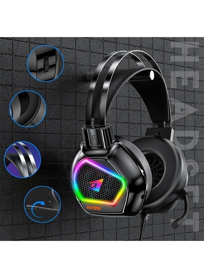 جيرتك سماعة ألعاب HG02 USB خفيفة الوزن - صوت محيطي ومحرك 50 مم - إضاءة RGB ملونة - مريحة للعين - ميكروفون قابل للتعديل مع خاصية إلغاء الضوضاء - متوافقة مع الكمبيوتر الشخصي وPS4 | أسود - Image 5