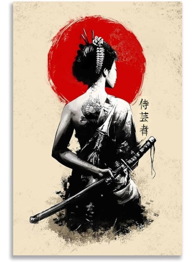 EMODA Retro Asian Art Poster Japanese Wall Decor Contemporary Japanese Poster Asian Decor Canvas Painting Pictures for Wall Art Unframed - Image 1