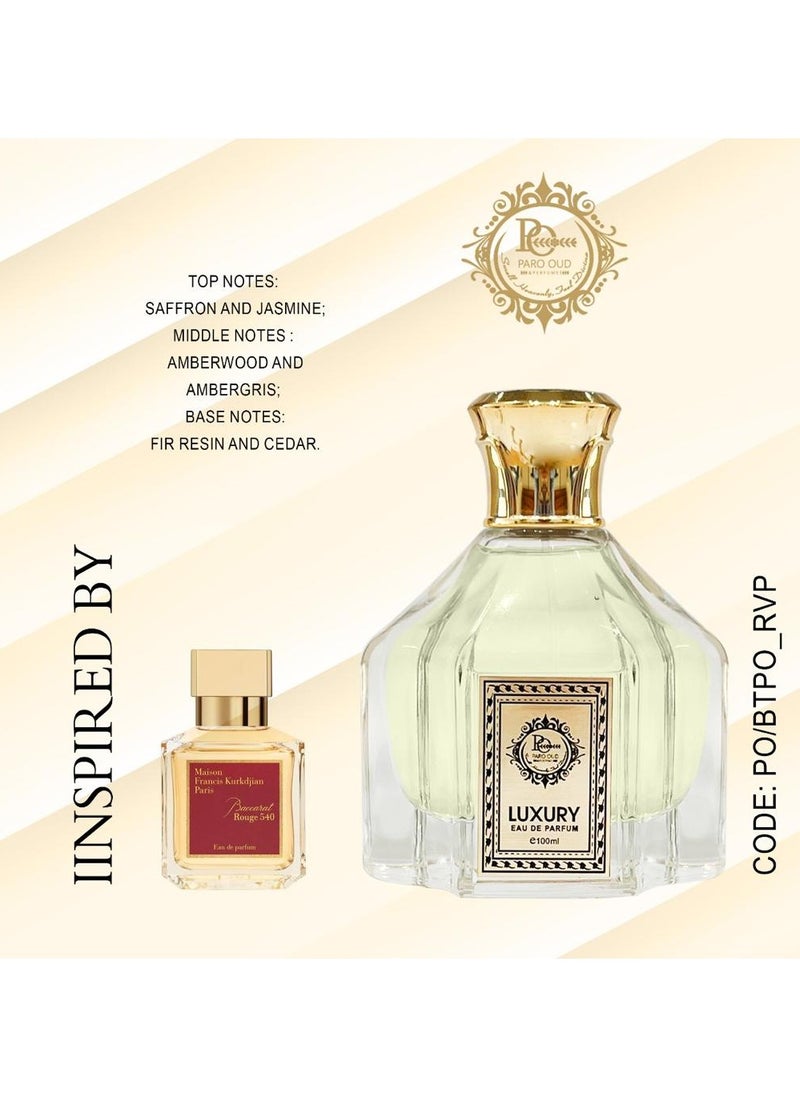 PARO OUD - PARO LUXURY I PO I TP I RVP I INSPIRED BY BACCARAT ROUGE 540 I ORIENTAL PERUFUMES I Oriental Floral fragrance for women and men I woody I amber I - Image 1