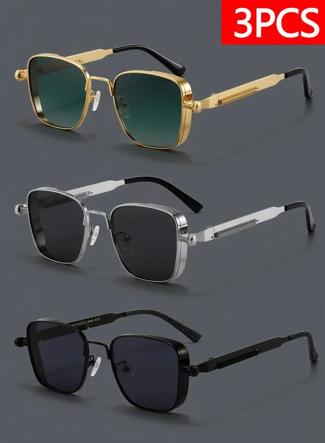 تايك تو Pack of 3 - Retro Square Metal Sunglasses