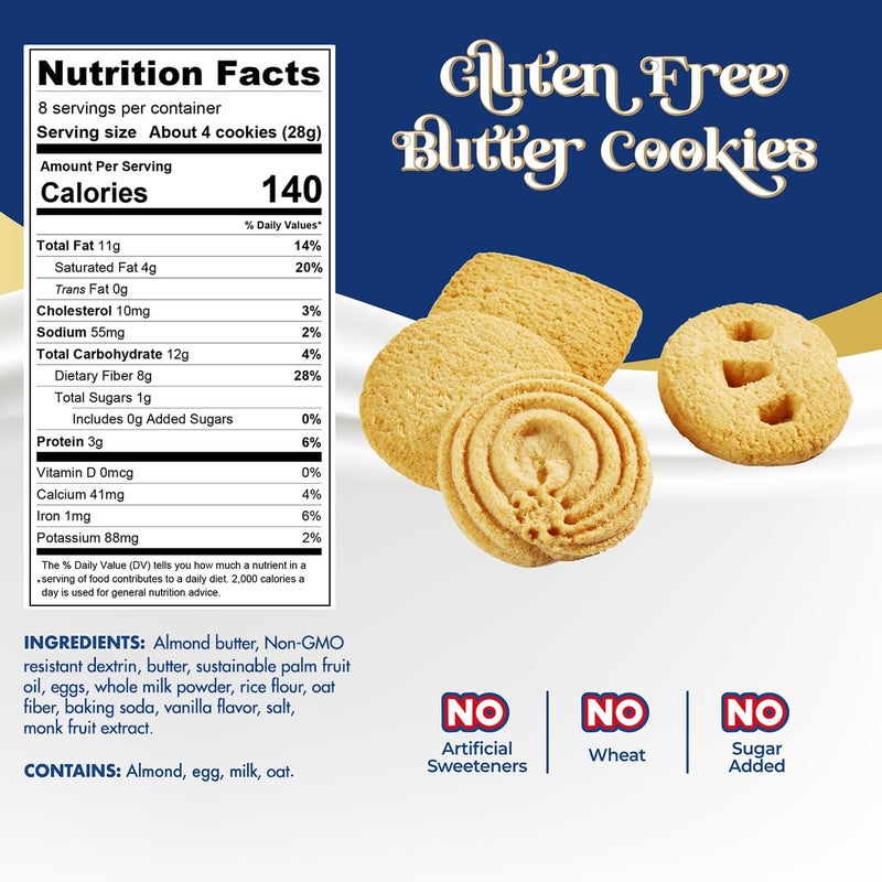 ChocZero Keto Butter Cookies - Sugar Free Danish Shortbread - Gluten Free, Low Carb - 8 oz - Image 2