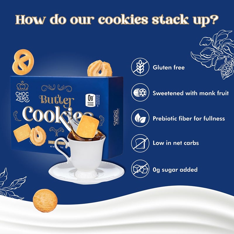 ChocZero Keto Butter Cookies - Sugar Free Danish Shortbread - Gluten Free, Low Carb - 8 oz - Image 4