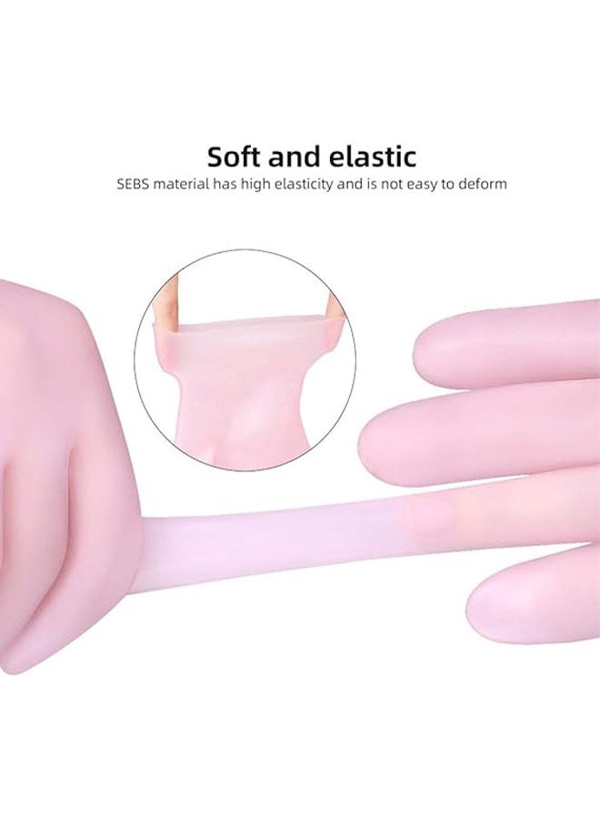 واي جيه مجموعة جوارب ناعمة ومرطبة قفازات جل سبا جوارب للعناية بالبشرة لترطيب وتنعيم مزيل الكالس على اليدين والقدمين ، هدية للأصدقاء والعائلة وردي 1 زوج من القفازات و 1 زوج من الجوارب - Image 3