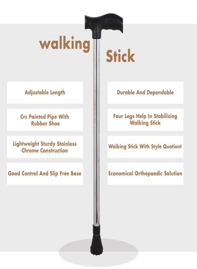 Dr. TORSO Stainless-Steel Premium Walking Stick with Adjustible Height, Steel Body for Men/Women, Patients, Old People (Silver) - Image 5