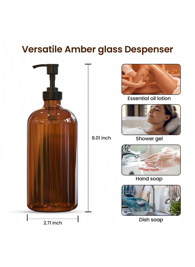 Sunrise Premium 16 OZ Thick Clear Glass Soap Dispenser with Plastic Pump 2 Pack, Hand and Dish Soap Dispenser Set for Bathroom and Kitchen with 6 Waterproof Labels - Image 4