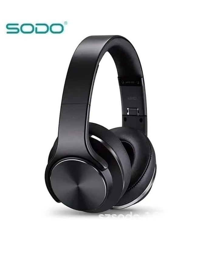 سودو سماعات رأس بلوتوث فوق الأذن مع ميكروفون باللون الأسود - Image 1