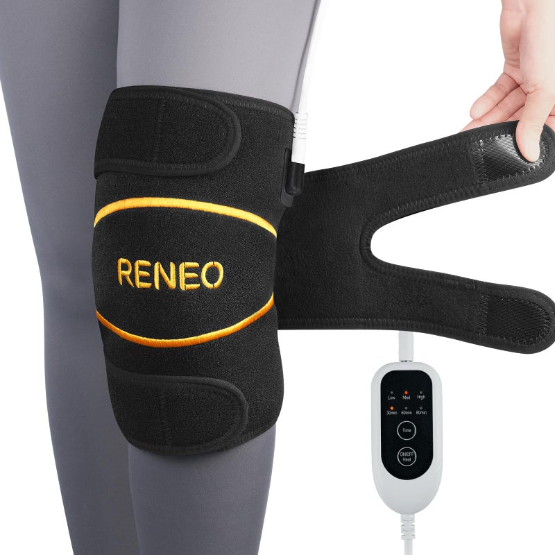 RENEO Electric Heating Pad for Knee Relief, Auto Shut-Off Wearable Knee Wrap, Elbow Heated Brace with Support, Discomfort Relief Gifts for Elders, 3 Heat Levels, Black - Image 1