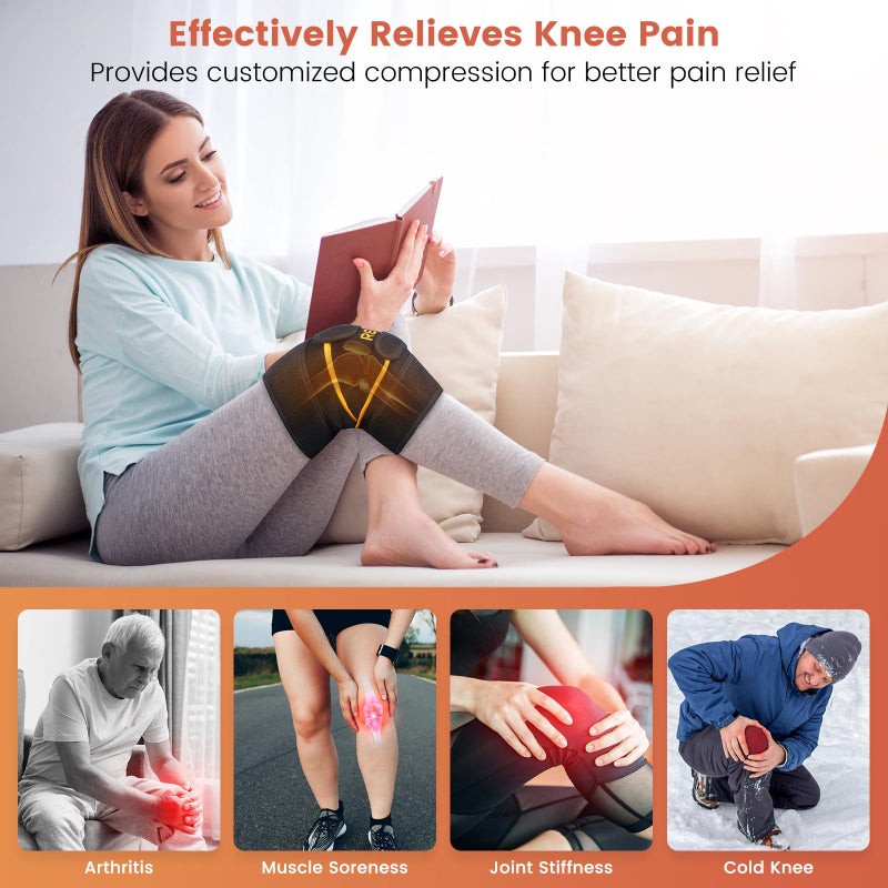 RENEO Electric Heating Pad for Knee Relief, Auto Shut-Off Wearable Knee Wrap, Elbow Heated Brace with Support, Discomfort Relief Gifts for Elders, 3 Heat Levels, Black - Image 2