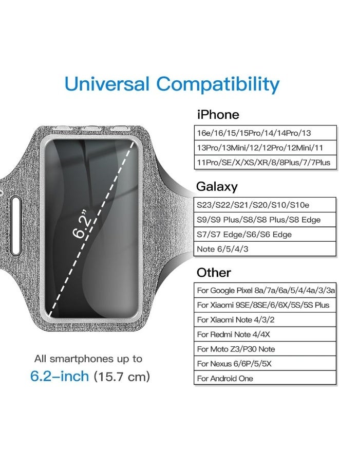 Phone Armband Holder With Key Holder And Card Slot For Phone Upto 6.2 Inch IPhone 16e/16/15 Pro/15/14 Pro/14/13 Pro/13 Galaxy S23/S22 Pixel 8a Water Resistant Adjustabl - Image 2