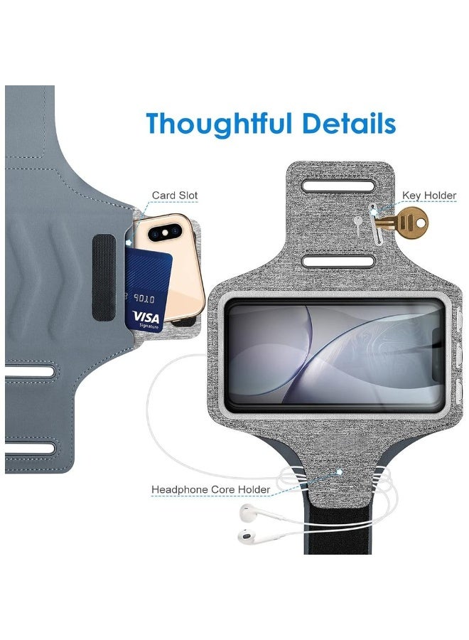 Phone Armband Holder With Key Holder And Card Slot For Phone Upto 6.2 Inch IPhone 16e/16/15 Pro/15/14 Pro/14/13 Pro/13 Galaxy S23/S22 Pixel 8a Water Resistant Adjustabl - Image 4