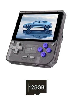 Powkiddy POWKIDDY V10 Handheld Retro Game Console, 17+ Emulators for ARCADE, PS1, GB, Supports Game Downloads, 5500+ Games Preloaded, Compatible with 64-bit 3D Simulators. Perfect for Retro Gamers(Transparent Black, 128G)  - Image 1