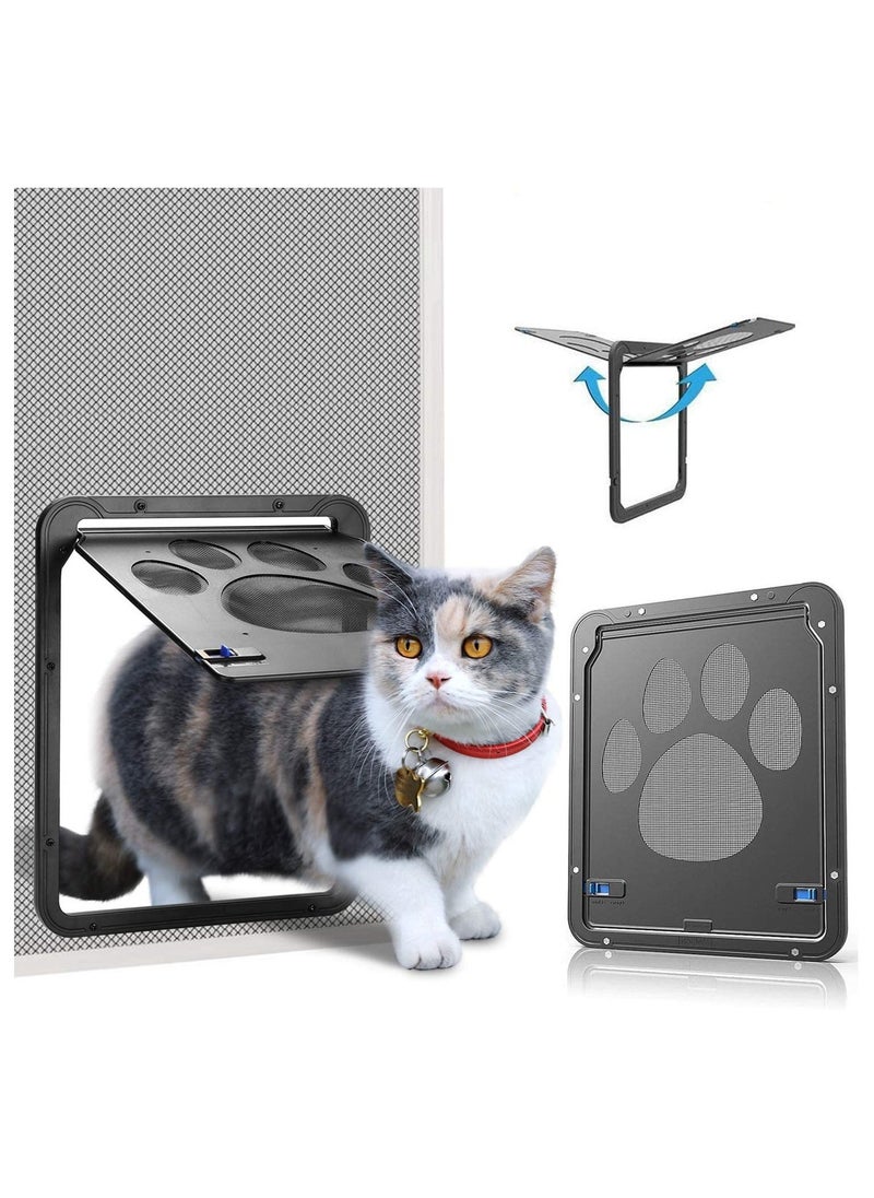 Pet Screen Door Inside for Cat Lockable Flap Sliding Doggy Magnetic Small Dog Gate 24*29cm  - Image 1