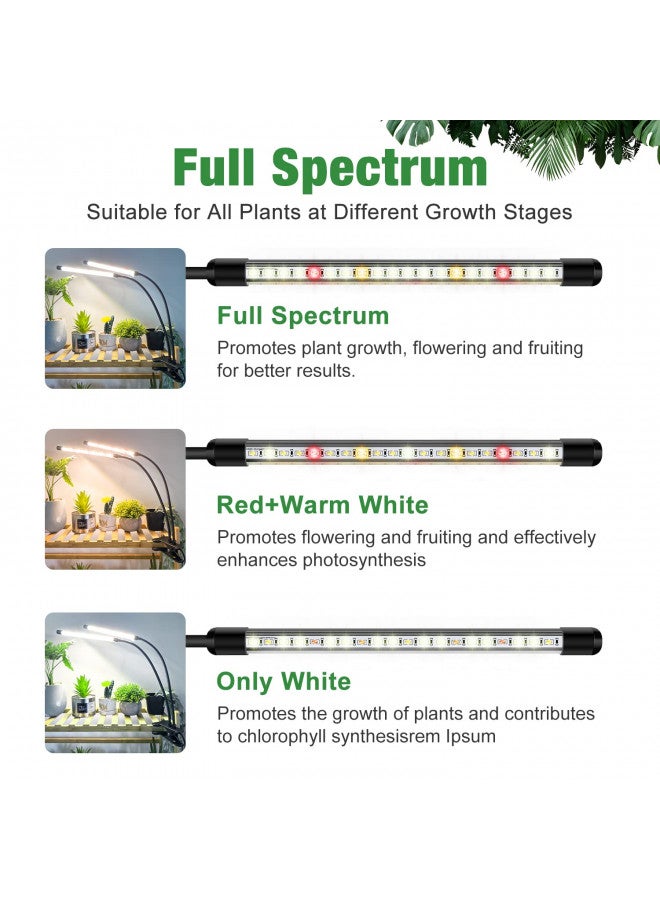 wolezek wolezek Grow Lights for Indoor Plants, 2 Pack 6000K LED White Plant Grow Lights Indoor, Full Spectrum Grow Lamp with Clip, Auto ON & Off Timer 6/12/16H, 3 Modes, 5-Level Dimmable Brightness  - Image 1