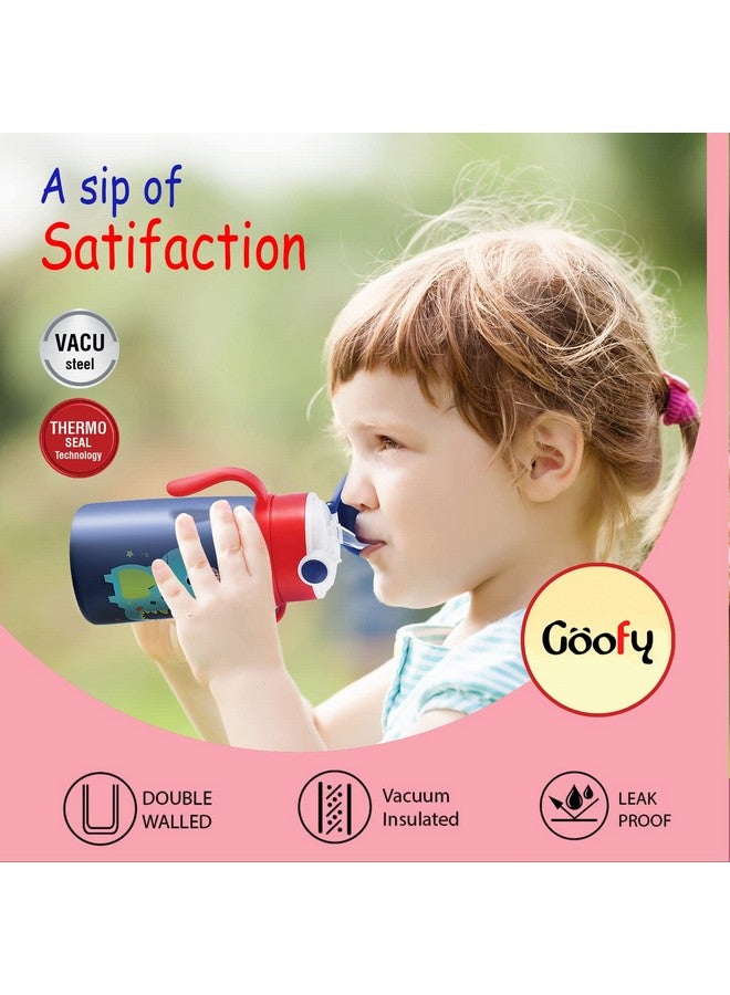 Nabhya Goofy Vacuum Thermo Seal Insulated Double Wall Steel Body Baby Sipper With One Touch Opening & Silicon Straw,Long Retention Of Temperature Of Hot & Cold Liquids (Blue) - Image 2