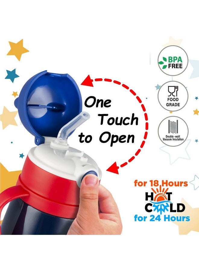 Nabhya Goofy Vacuum Thermo Seal Insulated Double Wall Steel Body Baby Sipper With One Touch Opening & Silicon Straw,Long Retention Of Temperature Of Hot & Cold Liquids (Blue) - Image 3