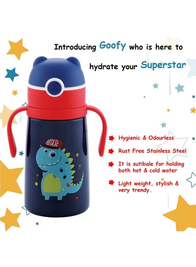 Nabhya Goofy Vacuum Thermo Seal Insulated Double Wall Steel Body Baby Sipper With One Touch Opening & Silicon Straw,Long Retention Of Temperature Of Hot & Cold Liquids (Blue) - Image 4