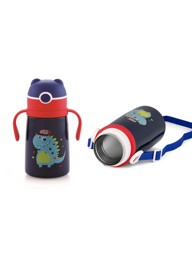 Nabhya Goofy Vacuum Thermo Seal Insulated Double Wall Steel Body Baby Sipper With One Touch Opening & Silicon Straw,Long Retention Of Temperature Of Hot & Cold Liquids (Blue) - Image 1