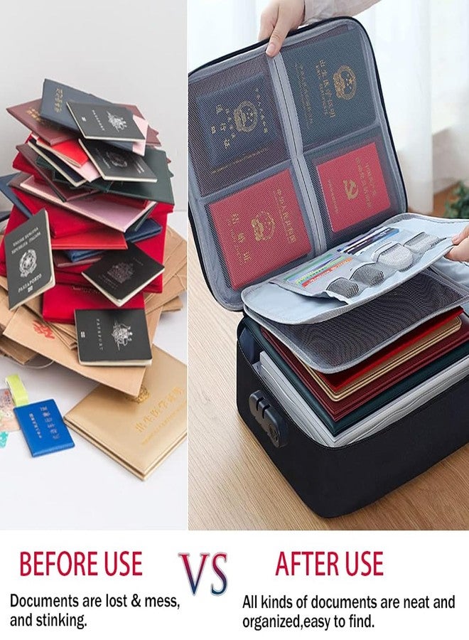 GEEO Document Organizer Bag Multilayer Travel File Organiser Document Storage Bag with Lock Waterproof File Folders Bag for Certificates & Document Safe Pouch Bag for Home Office Travel (Black) - Image 4