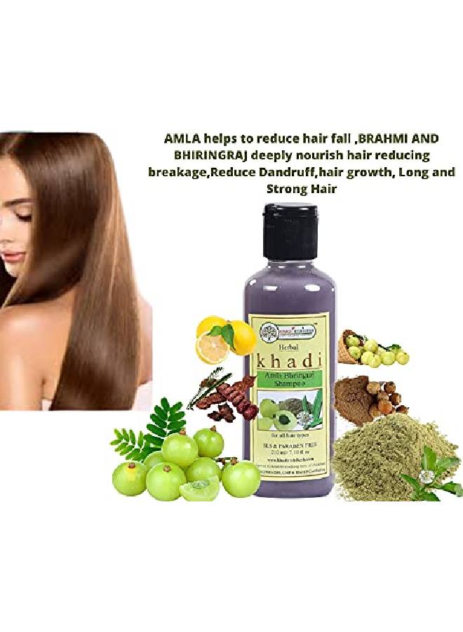 KHADI RISHIKESH Herbal Amla Bhringraj Anti Dandruff Shampoo For Controls Hair Fall | Ayurvedic Hair Cleanser(Shampoo) With Bhringraj & Amla |SLS & Paraben Free Men & Women (210 ml) - Image 4