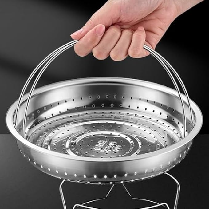 إكسفور سلة بخار من الفولاذ المقاوم للصدأ للطهي بالبخار، وعاء طهي الأرز، رف طهي بالبخار متين محمول للخضراوات، سلة طهي قابلة للطي متعددة الاستخدامات من أجل طهي صحي بالبخار - Image 4