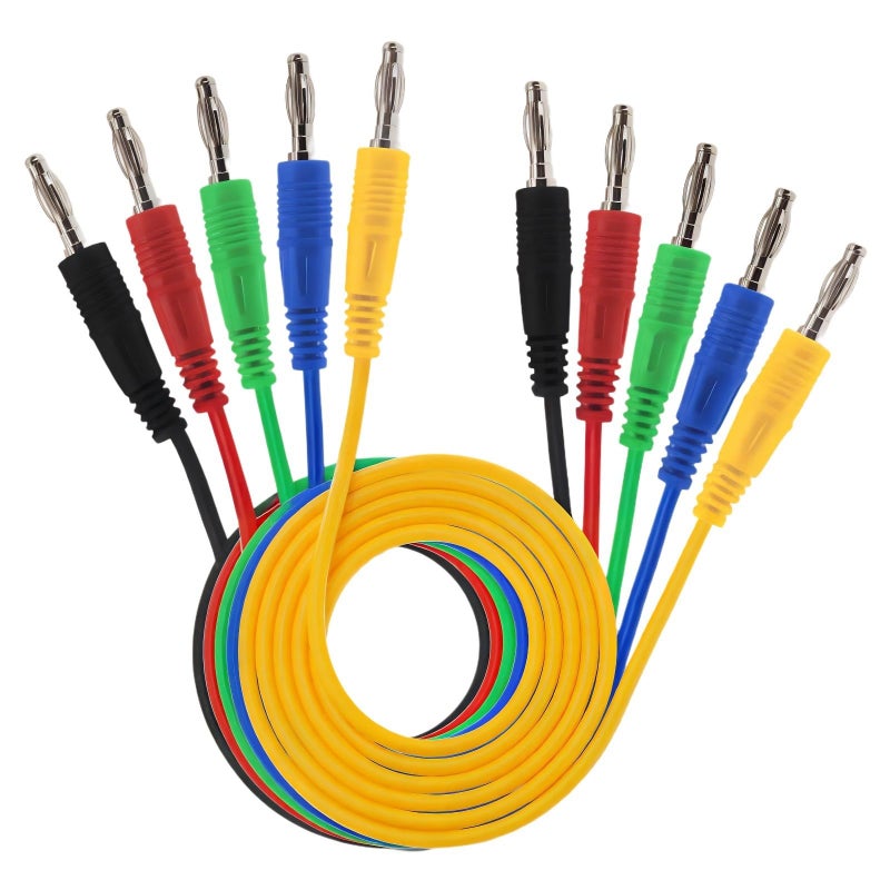 5 Pack 4mm Stackable Banana Plug Test Leads Multimeter Cables Color Coded - Image 2