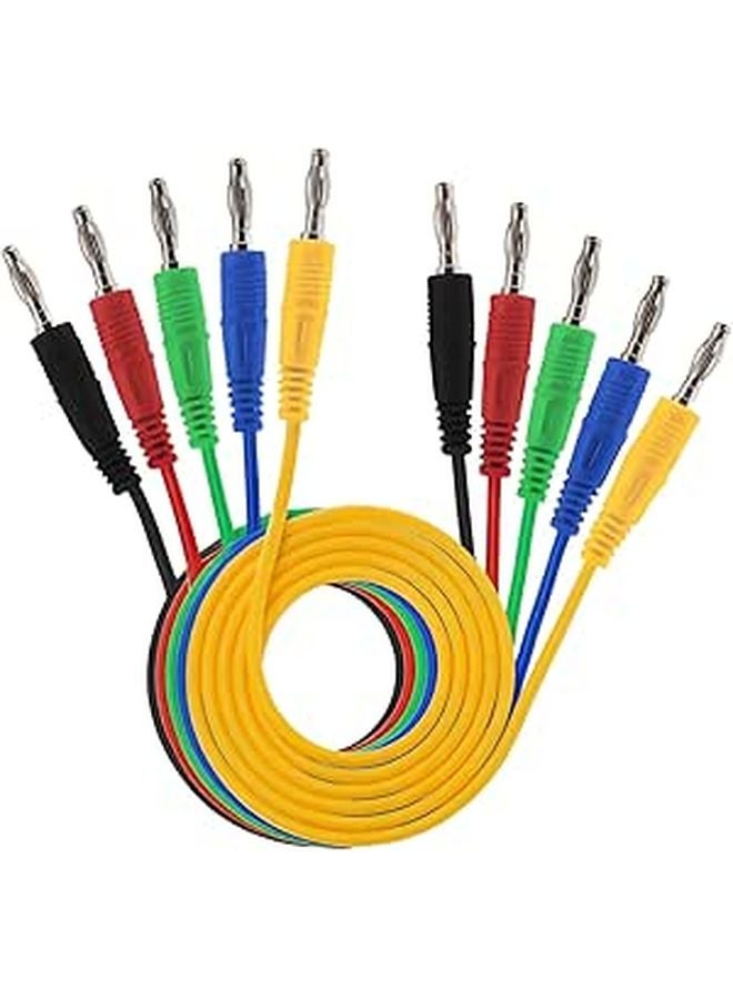 5 Pack 4mm Stackable Banana Plug Test Leads Multimeter Cables Color Coded - Image 1