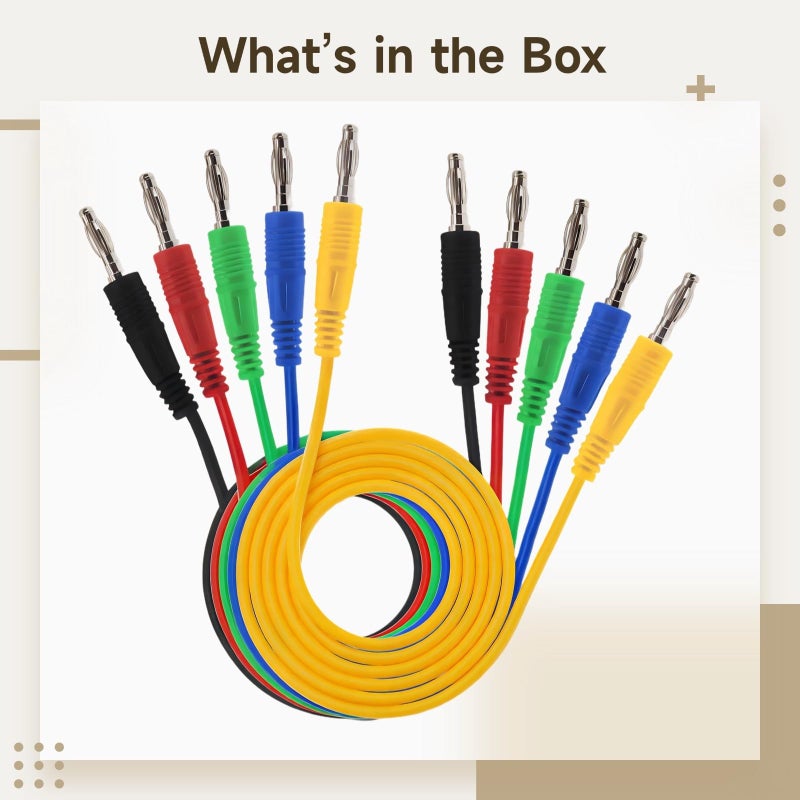 5 Pack 4mm Stackable Banana Plug Test Leads Multimeter Cables Color Coded - Image 4