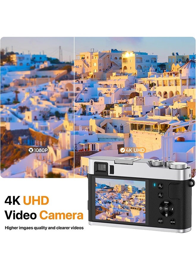 لينند - كاميرا رقمية 4K للتصوير الفوتوغرافي، كاميرا ضبط تلقائي للصورة 4K مع عدسة الكاميرا 16X كاميرا فيديو مضادة للاهتزاز كاميرا تسجيل فيديو للكاميرات المدمجة مع بطاقة SD سعة 32 جيجابايت - Image 1