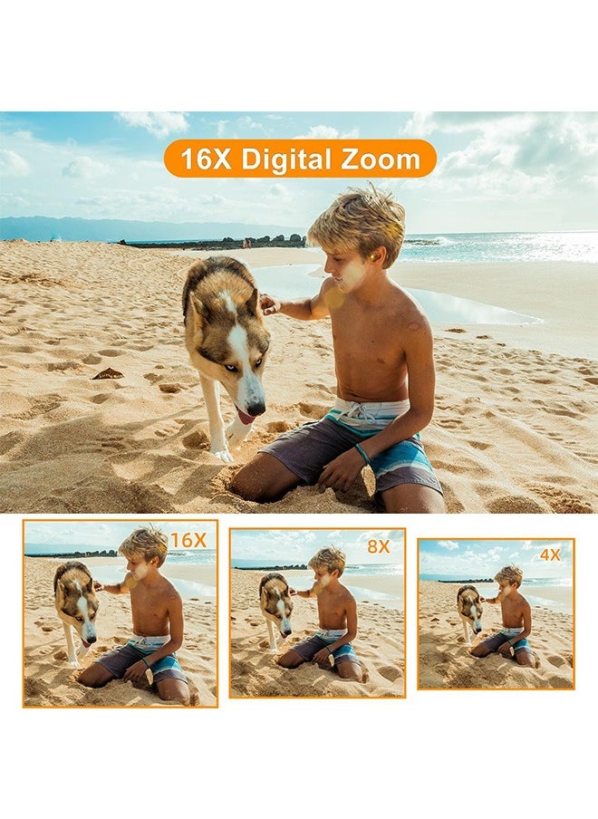 لينند - كاميرا رقمية 4K للتصوير الفوتوغرافي، كاميرا ضبط تلقائي للصورة 4K مع عدسة الكاميرا 16X كاميرا فيديو مضادة للاهتزاز كاميرا تسجيل فيديو للكاميرات المدمجة مع بطاقة SD سعة 32 جيجابايت - Image 1