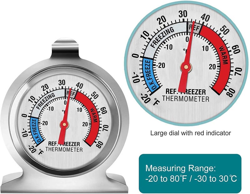 Linkhood Refrigerator Thermometer, Large Dial Freezer Thermometer,Classic Series Temperature Thermometer for Refrigerator Freezer Fridge Cooler (5Pack) - Image 3