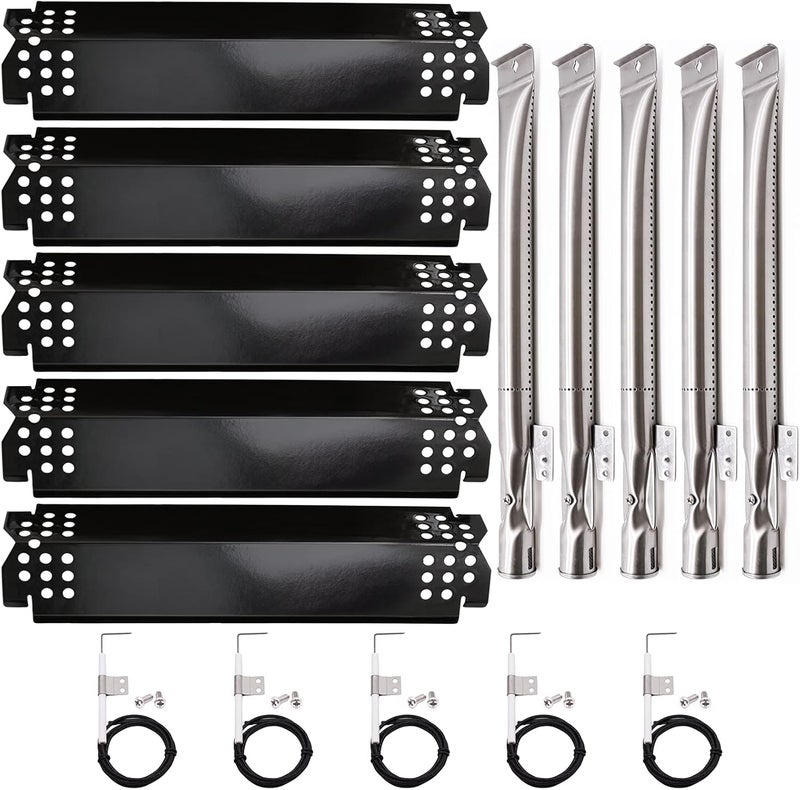 Criditpid Grill Replacement Parts for Nexgrill 5 Burner 720-0888N, 720-0888, 720-0864, 720-0830H, Grill Heat Plate Shields, Burner Tubes and Ignition Electrodes for Nexgrill Replacement Parts 5 Burner - Image 1