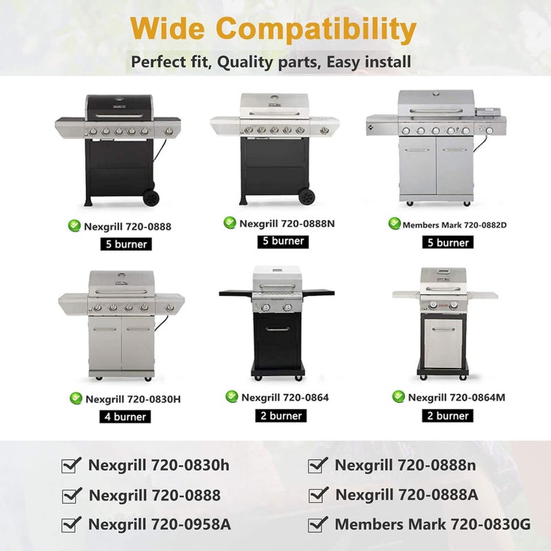 Criditpid Grill Replacement Parts for Nexgrill 5 Burner 720-0888N, 720-0888, 720-0864, 720-0830H, Grill Heat Plate Shields, Burner Tubes and Ignition Electrodes for Nexgrill Replacement Parts 5 Burner - Image 3