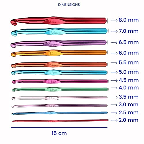 SYGA 12pcs Crochet Hooks Set, Aluminium Knitting Crochet Needle Kit, Hand Knitted Sewing Kit Diy Weave Yarn Craft Tool To Knit Hats, Socks, Sweaters, Purses, Sling Bag, Booties-Multicolour, 2mm to 8mm - Image 3